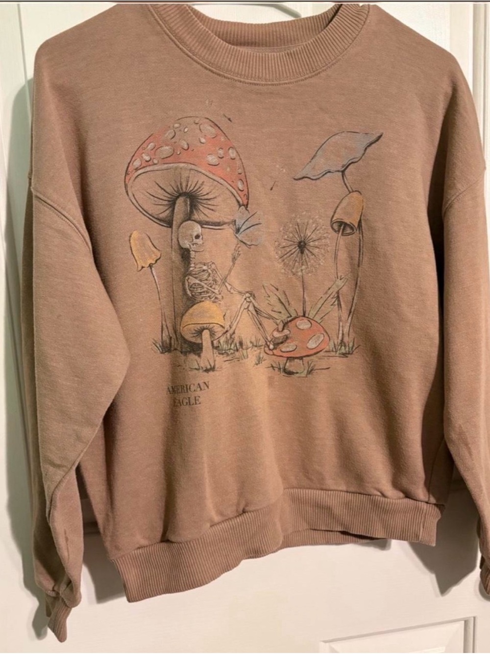 American Eagle Skeleton Mushroom Crewneck Sweatshirt - Mauve